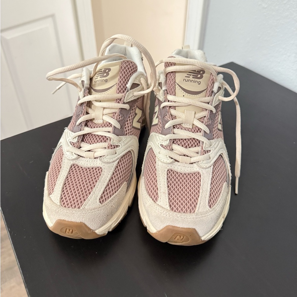 New Balance Women's Pink and Cream Sneakers - Picture 4 of 5